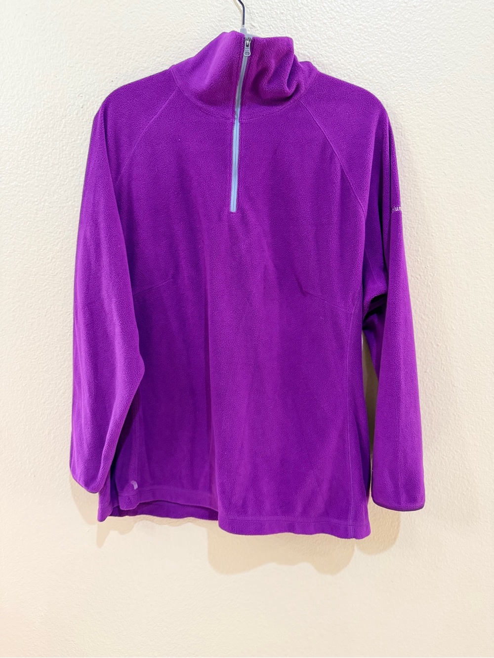 Columbia Women 1X Purple Fleece 1/4 Zip Pullover Glacial Mock Neck Sweater Top